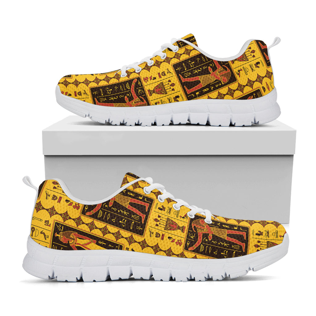 Ancient Egypt Pattern Print White Sneakers