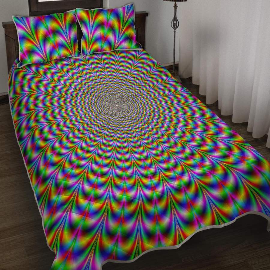 Psychedelic Web Optical Illusion Quilt Bed Set