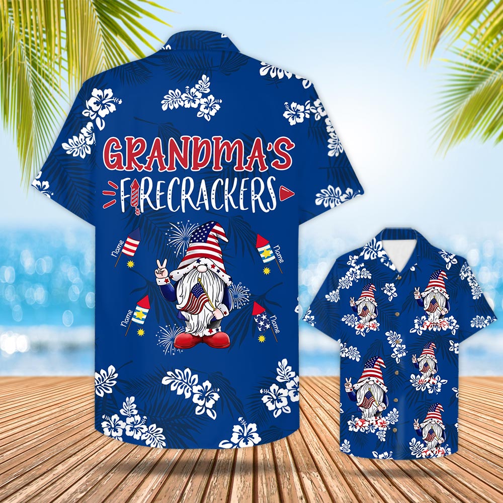 Personalized Firecrackers Gnomes Of July Hawaii Shirt For Grandma Phts Ha8730