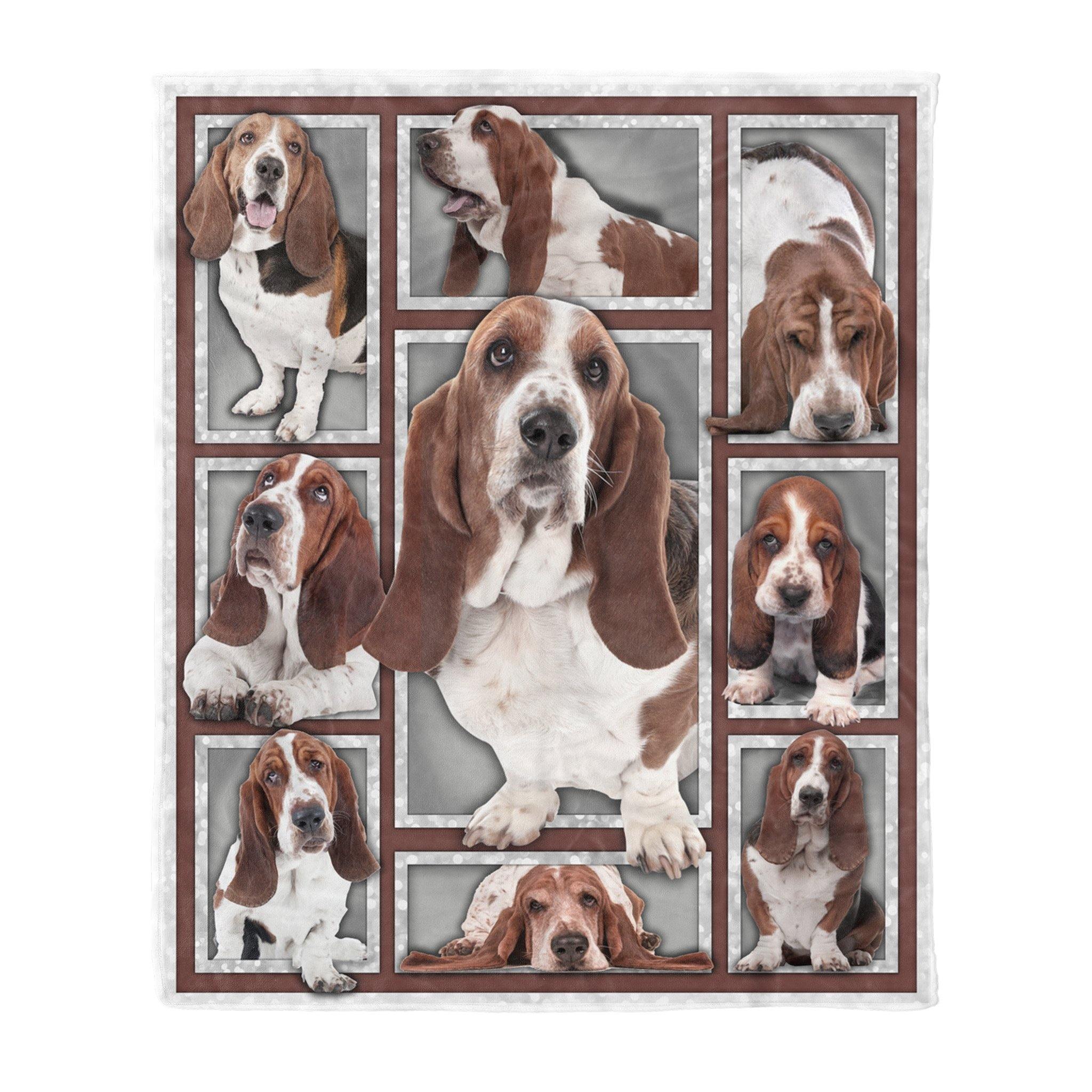 Basset Hound Dog  – Unique Gifts Ideas For Home Decor Gifts For Family – Fleece Blanket Sherpa Blanket