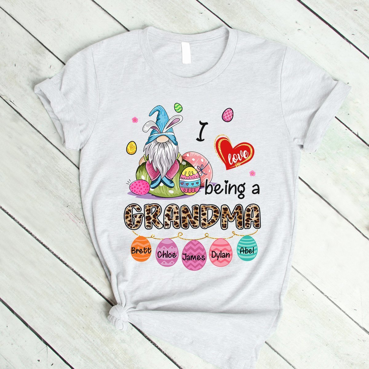 Apayprint – I Love Being Grandma Easter, Nana, Gigi, Mimi, Grandkid’s Name | Personalized T-Shirt,Hoodie, S – 5XL, White Grey Pink Blue Black