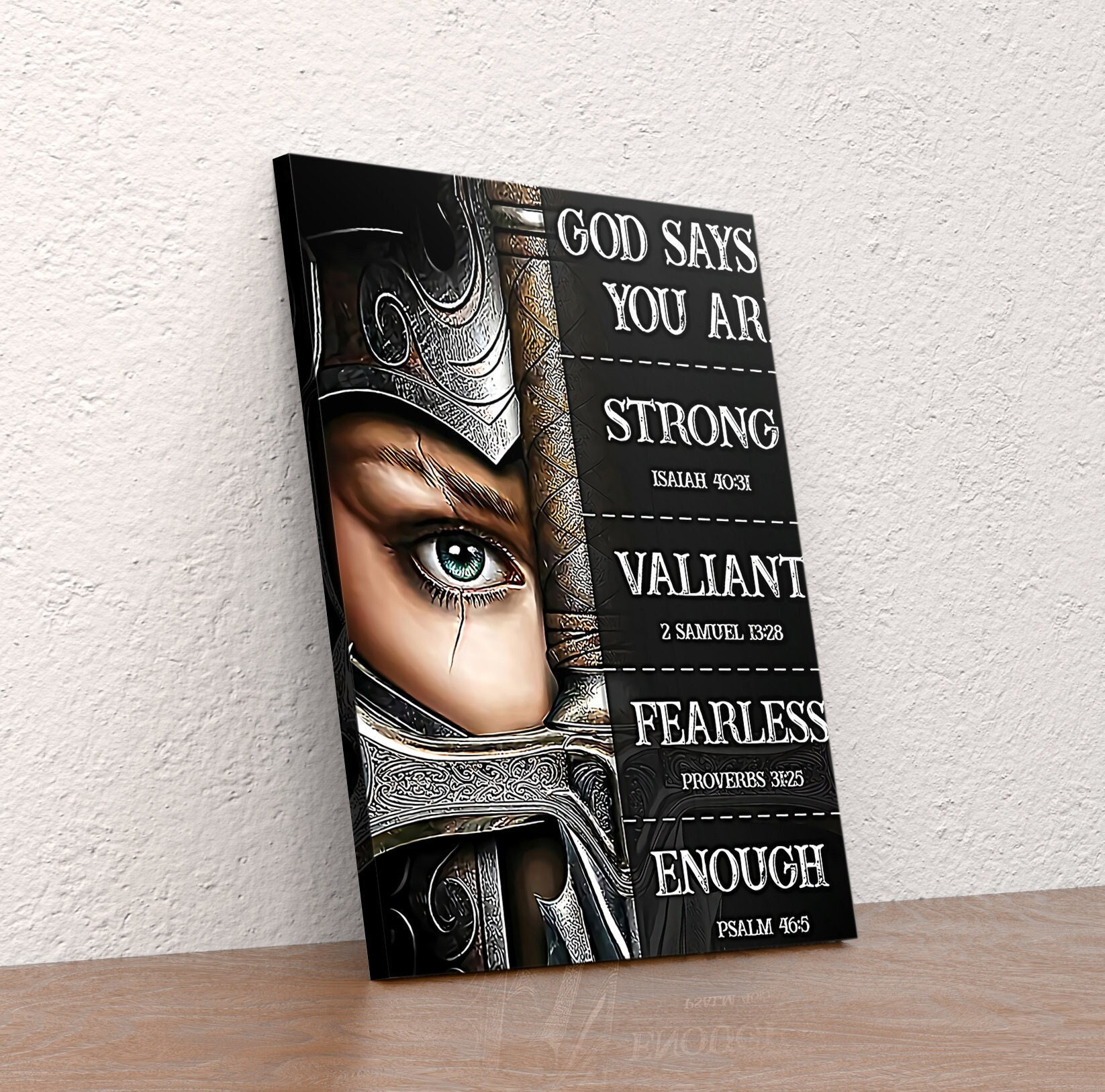 & Canvas | God Says You Are Strong, Valliant, Warriors Canvas Wall Art, Jesus Wall Art, Home Decor, Gift For Him