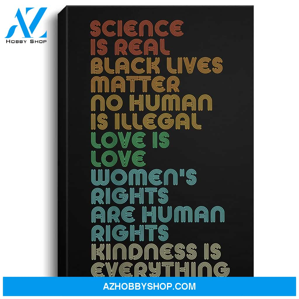 Vintage Retro Science Is Real Black Lives Matter Portrait Canvas