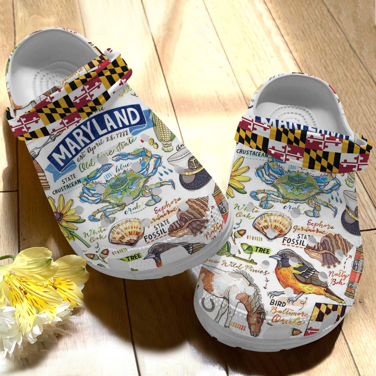 Maryland Personalize Clog, Custom Name, Text, Fashion Style For Women, Men, Kid, Print 3D Maryland V1