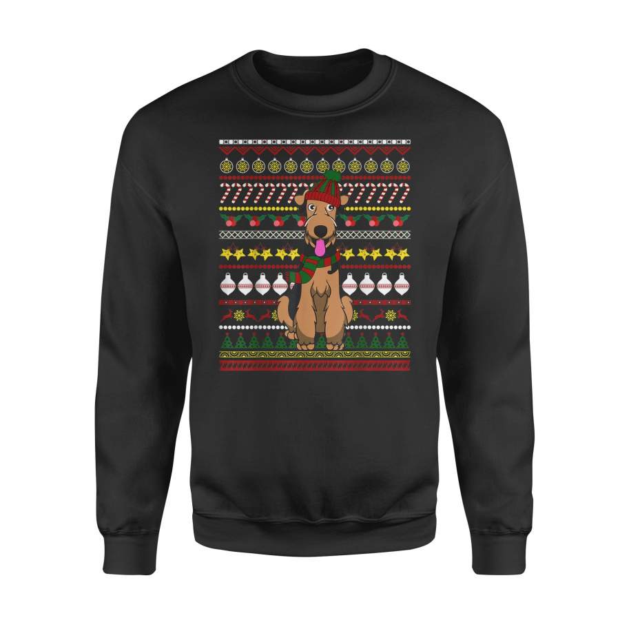 Airedale Terrier Santa Claus Ugly Sweater Dog Gift T Shirt – Standard Fleece Sweatshirt