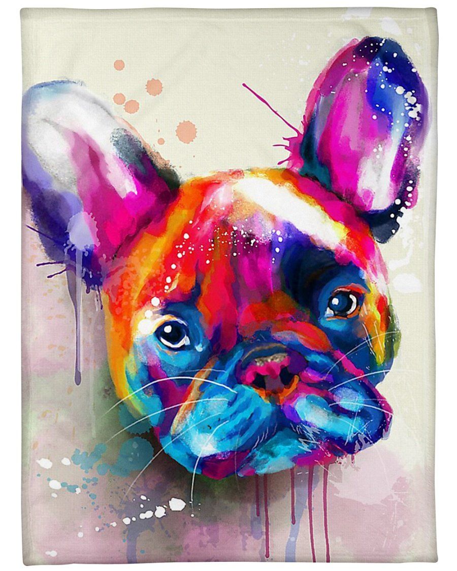 Dog Blanket – French Bulldog Water Color Fleece Blanket – Justbeperfect ...