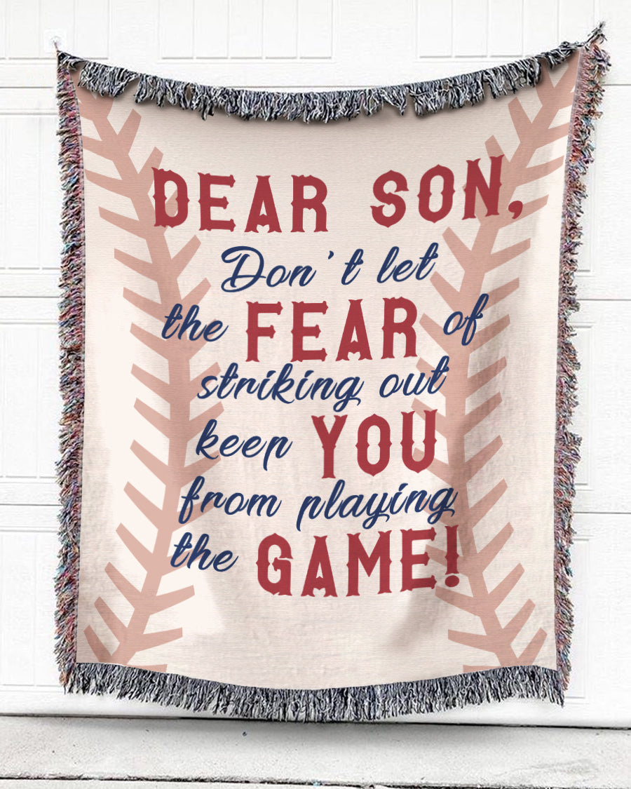 Woven Throw For Sports Lovers Birthday Gift, No Fear Of Striking Out, Cotton Blanket