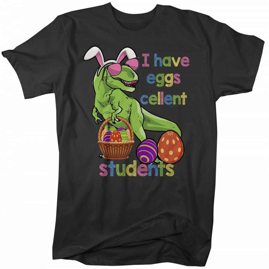 Men’s Funny Easter T Shirt Easter Teacher Shirt Funny T Rex Easter Shirt Eggscellent Students Shirt Cute Shirt