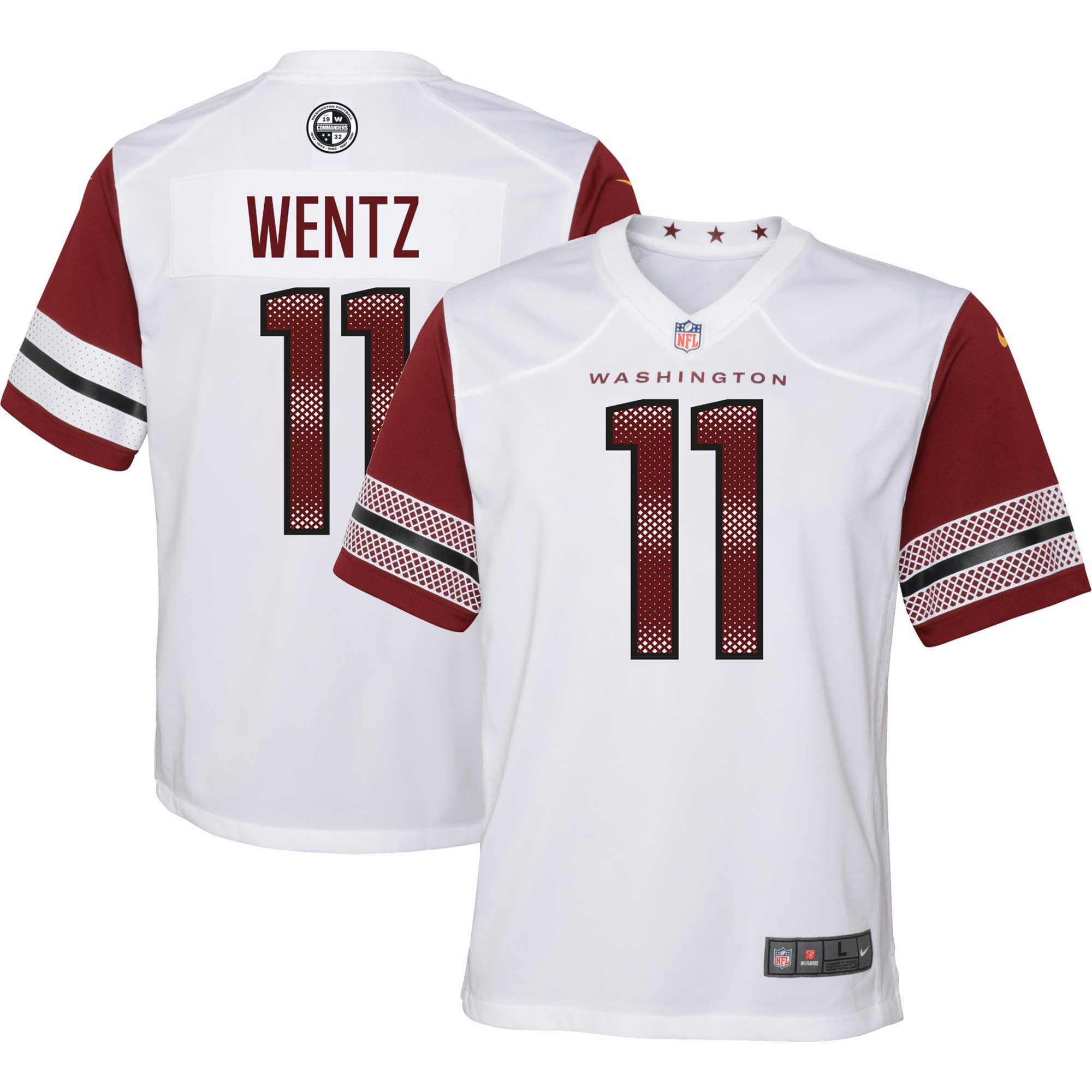 Youth Washington Commanders Carson Wentz White Game Jersey