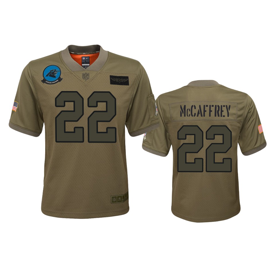 Youth Carolina Panthers Christian Mccaffrey Camo 2019 Salute To Service Game Jersey