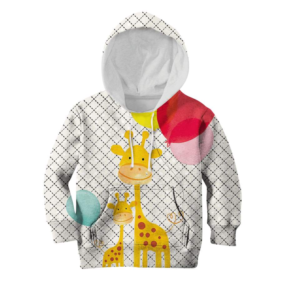 Giraffe with balloon Kid Custom Hoodies T-shirt Apparel