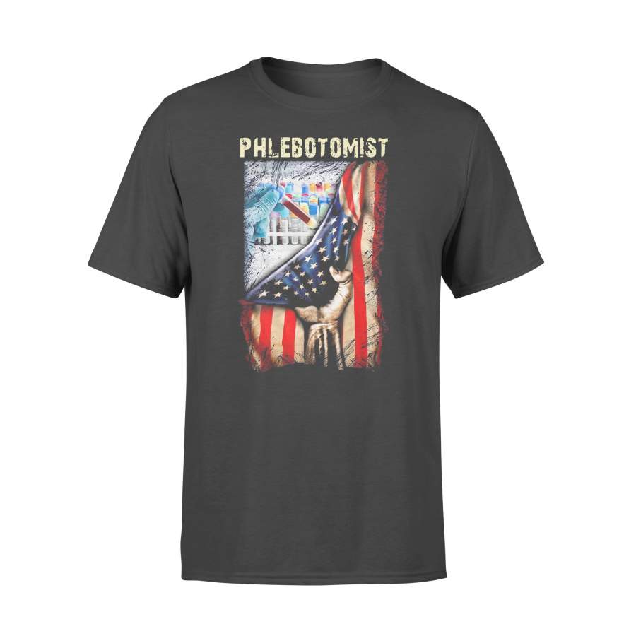 American Flag Vaccine Phlebotomist T-shirt