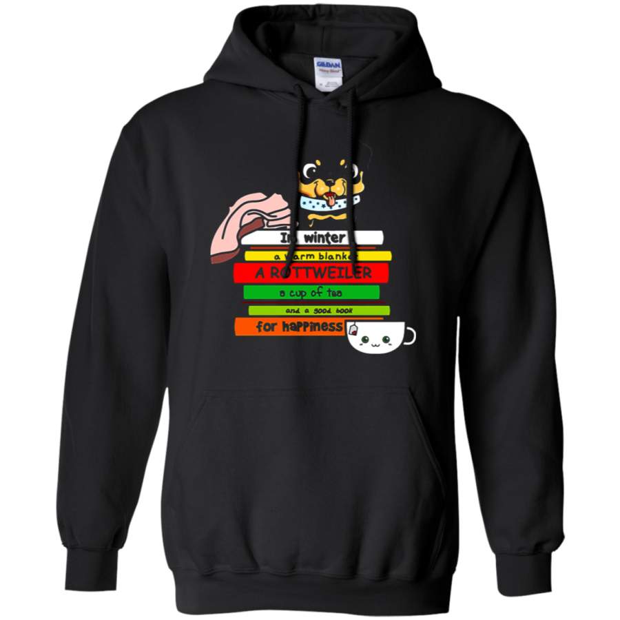 AGR In Winter A Rottweiler Book And Tea For Happiness Hoodie