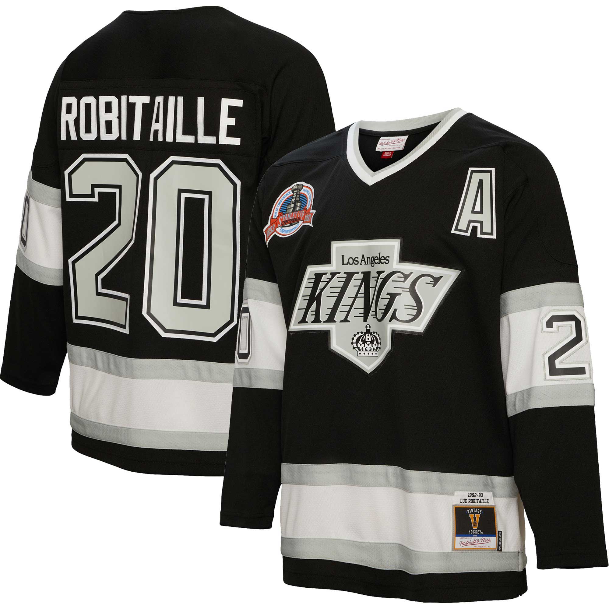 Luc Robitaille Los Angeles Kings Mitchell & Ness Alternate Captain Patch 1992/93 Blue Line Player Jersey – Black