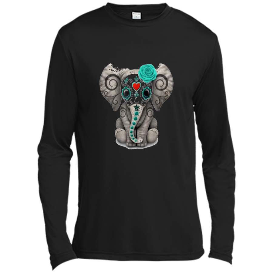 Sugar Skull Elephant Day Of The Dead Halloween  Long Sleeve Moisture Absorbing Shirt