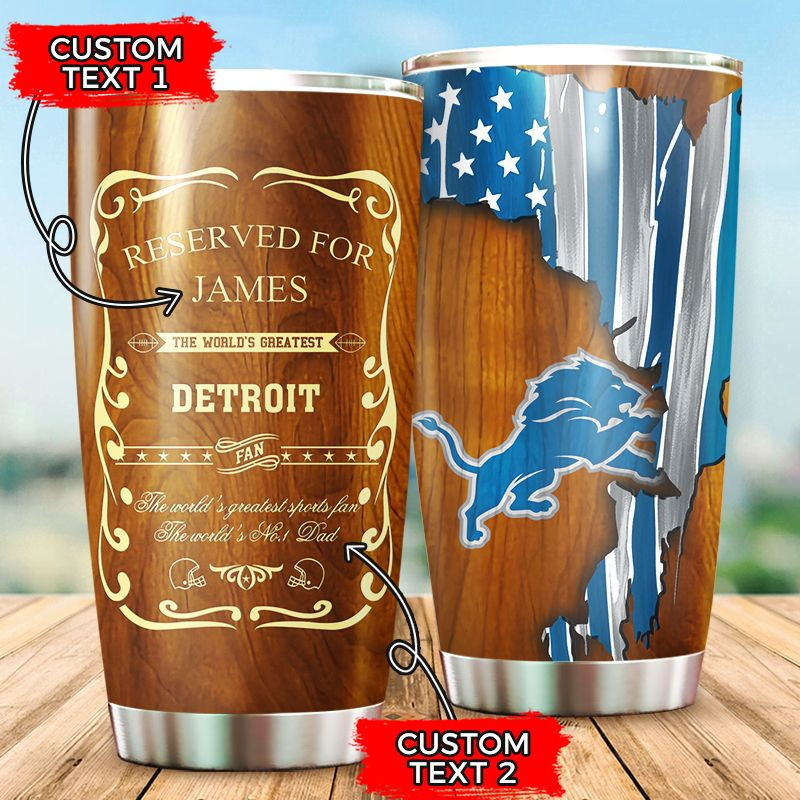 Personalized Detroit Lions Wood All Over Print 3D Tumbler-Tph