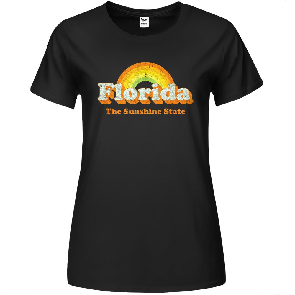 Retro Florida Premium Womens T Shirts Vintage 70S Rainbow Tee Design Premium Womens T Shirts