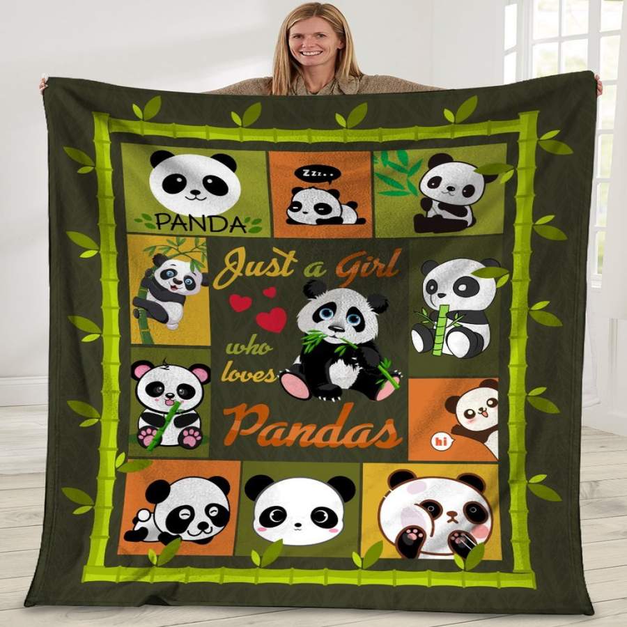 A Girl Who Loves Pandas Blanket Animals Lover Gifts – Custom Blanket / Personalized Blankets / Photo Blanket – Fleece Blanket / Sherpa Blanket