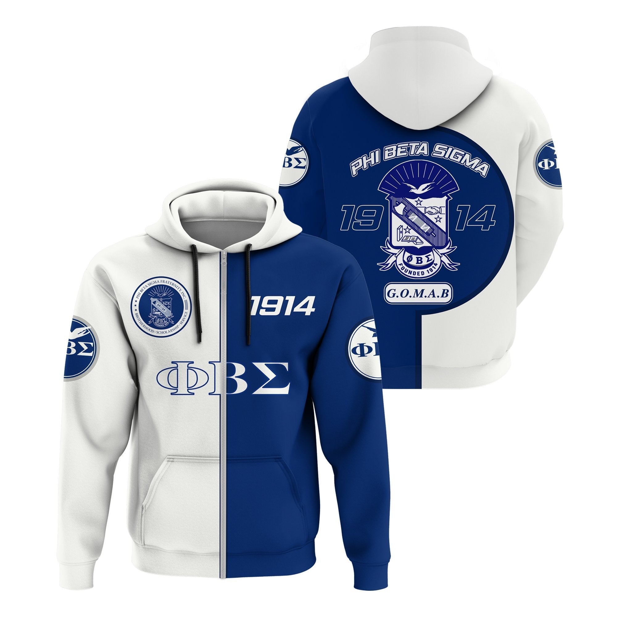 Fraternity Hoodie – Phi Beta Sigma 1914 Zip Hoodie Cycle Style