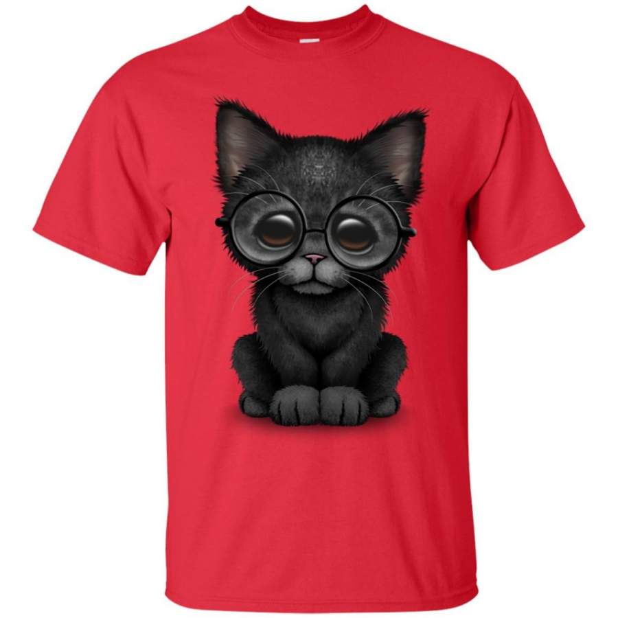 CUTE KITTEN – Cute Black Kitten Wearing Eye Glasses T Shirt & Hoodie