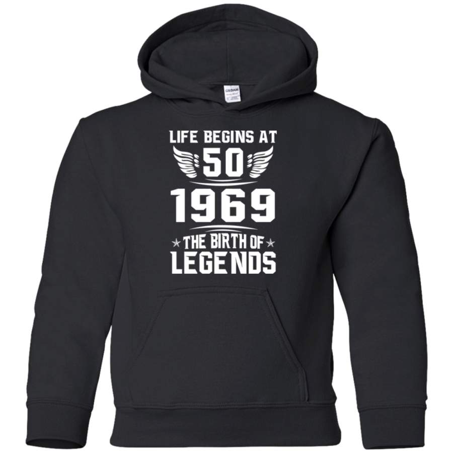 AGR Life Begins at 50 1969 Birth Of Legends Youth Pullover Hoodie