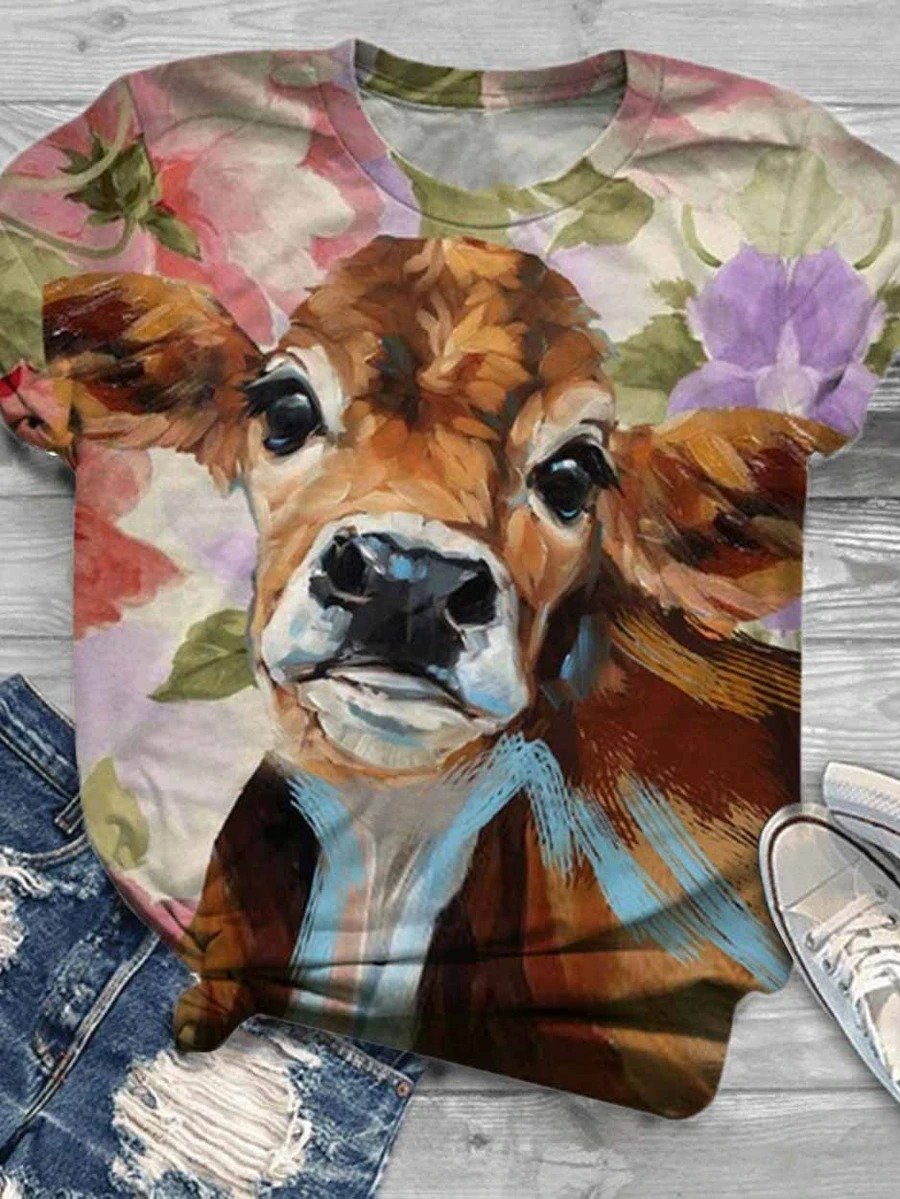 Women’s Cute Animal Deer Printed T-Shirt