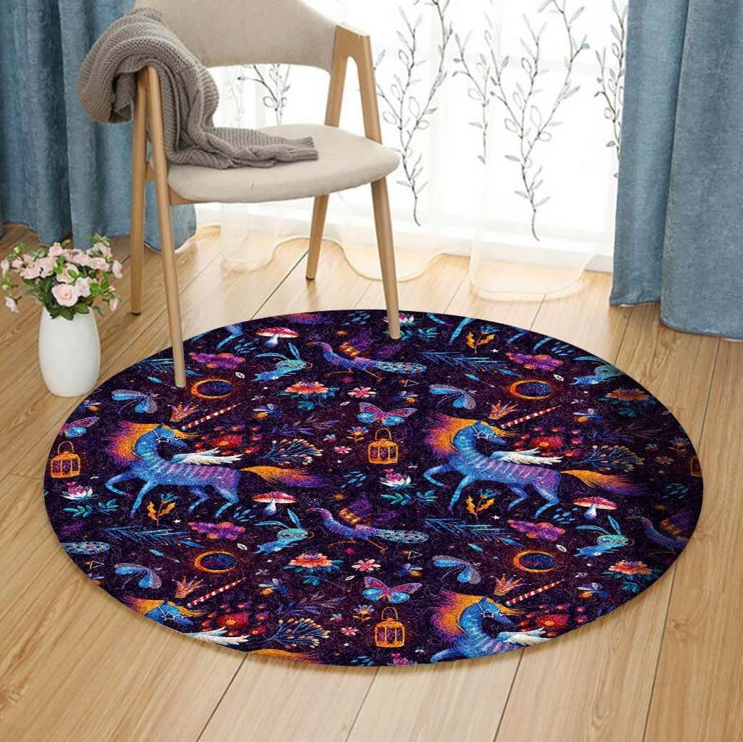 Unicorn Peacock Butterfly Rabbit GE4793 Round Rug  CYSI2907