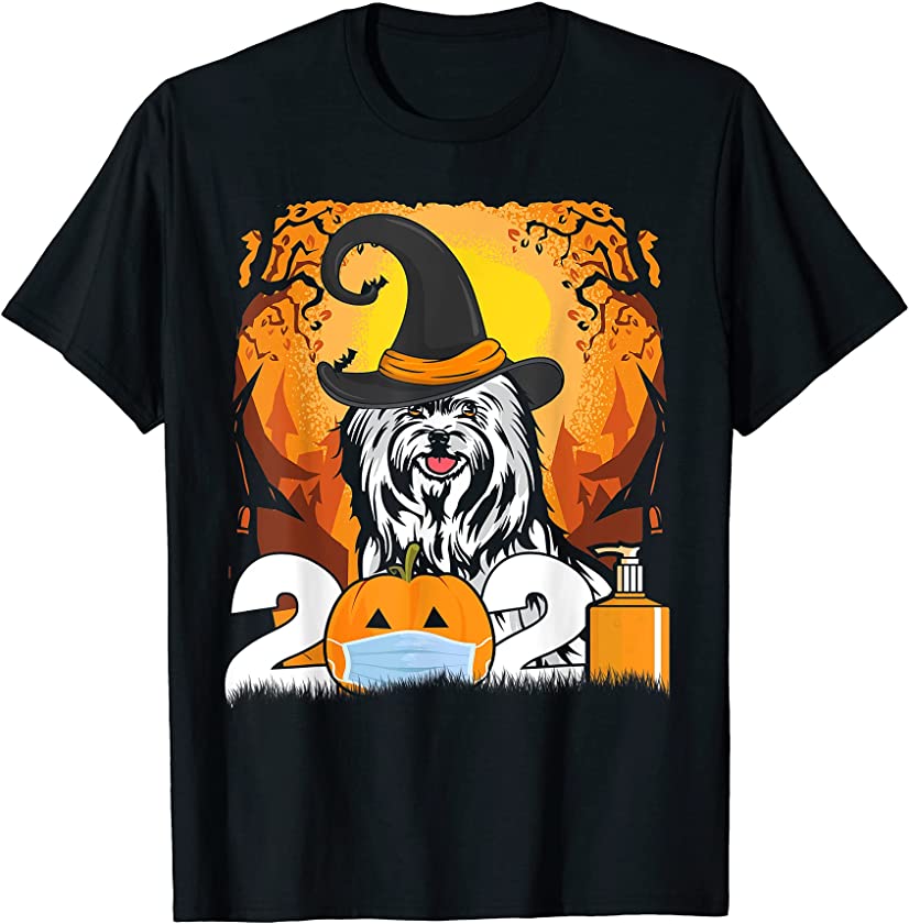 Dog Maltese Witch Hat Funny Halloween 2021 Puppy Lover T-Shirt