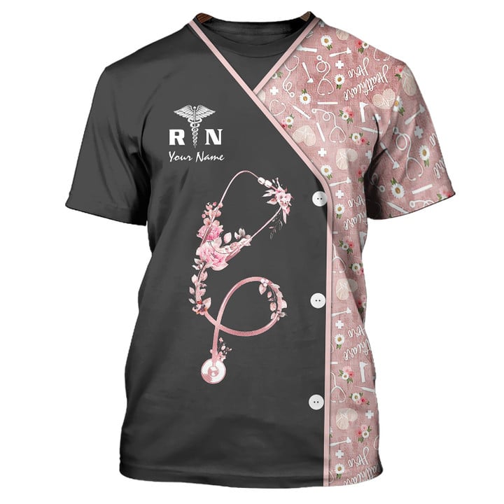 Love Nurse 3D Pink Nurse Shirts Women Nurse Shirts Life Tshirt, Nurse Uniform Shirt