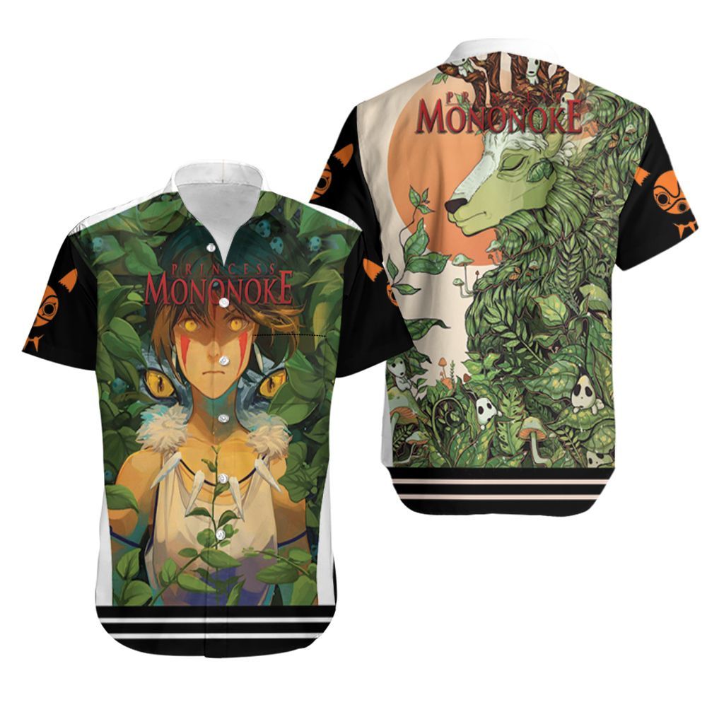 Mononoke san with painted face Wolf Girl Beautiful Princess Mononoke Fans Gift Hawaiian Shirt