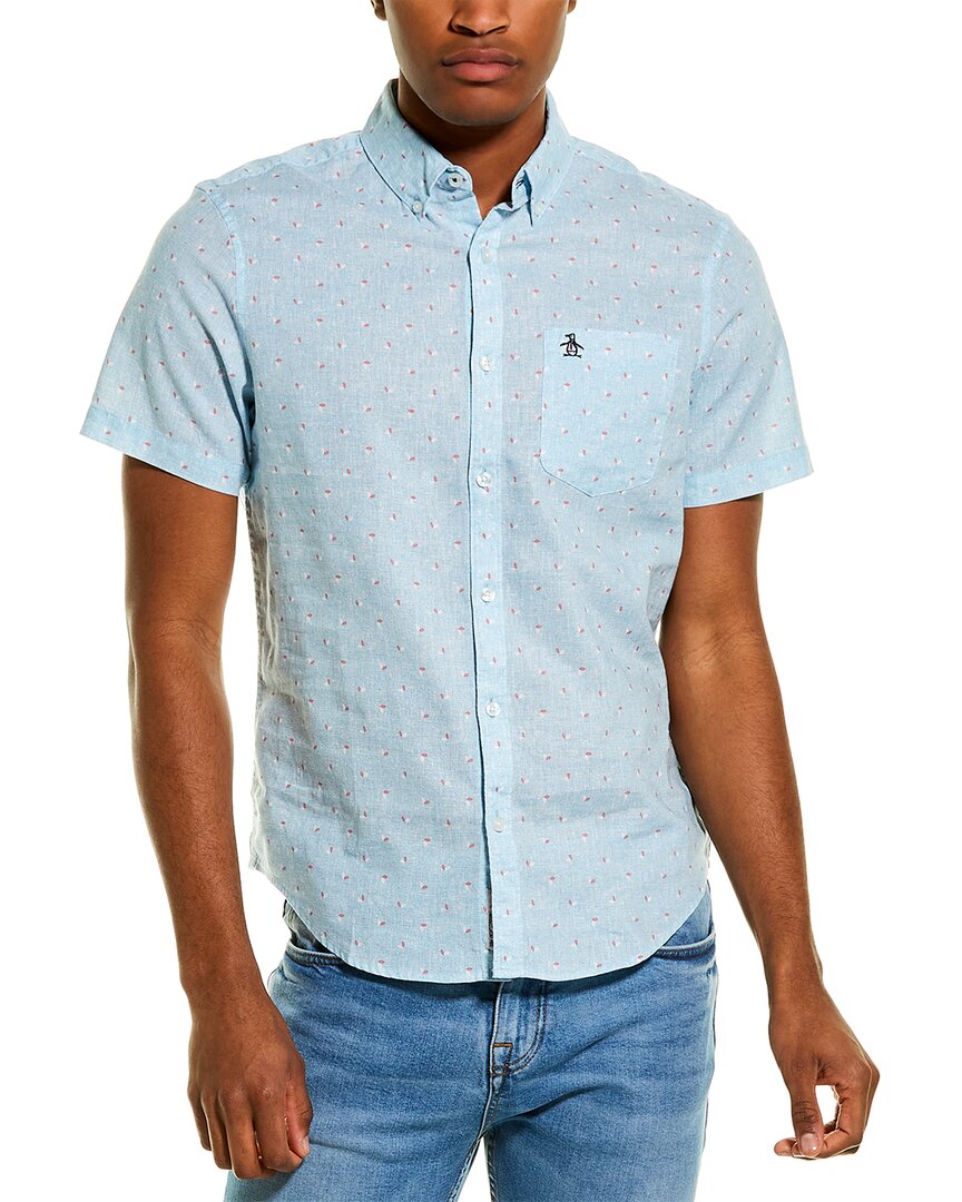 Original Penguin Ditsy Linen-Blend Woven Shirt