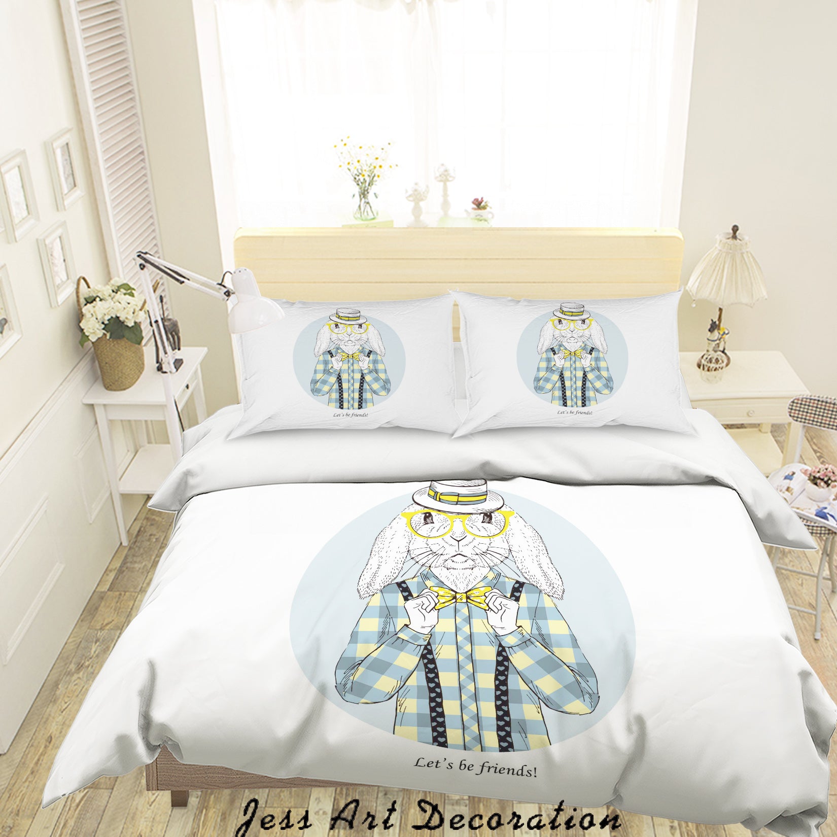 3D Rabbit Cartoon Animal Quilt Cover Set Bedding Set Duvet Cover Pillowcases A035 Lqh