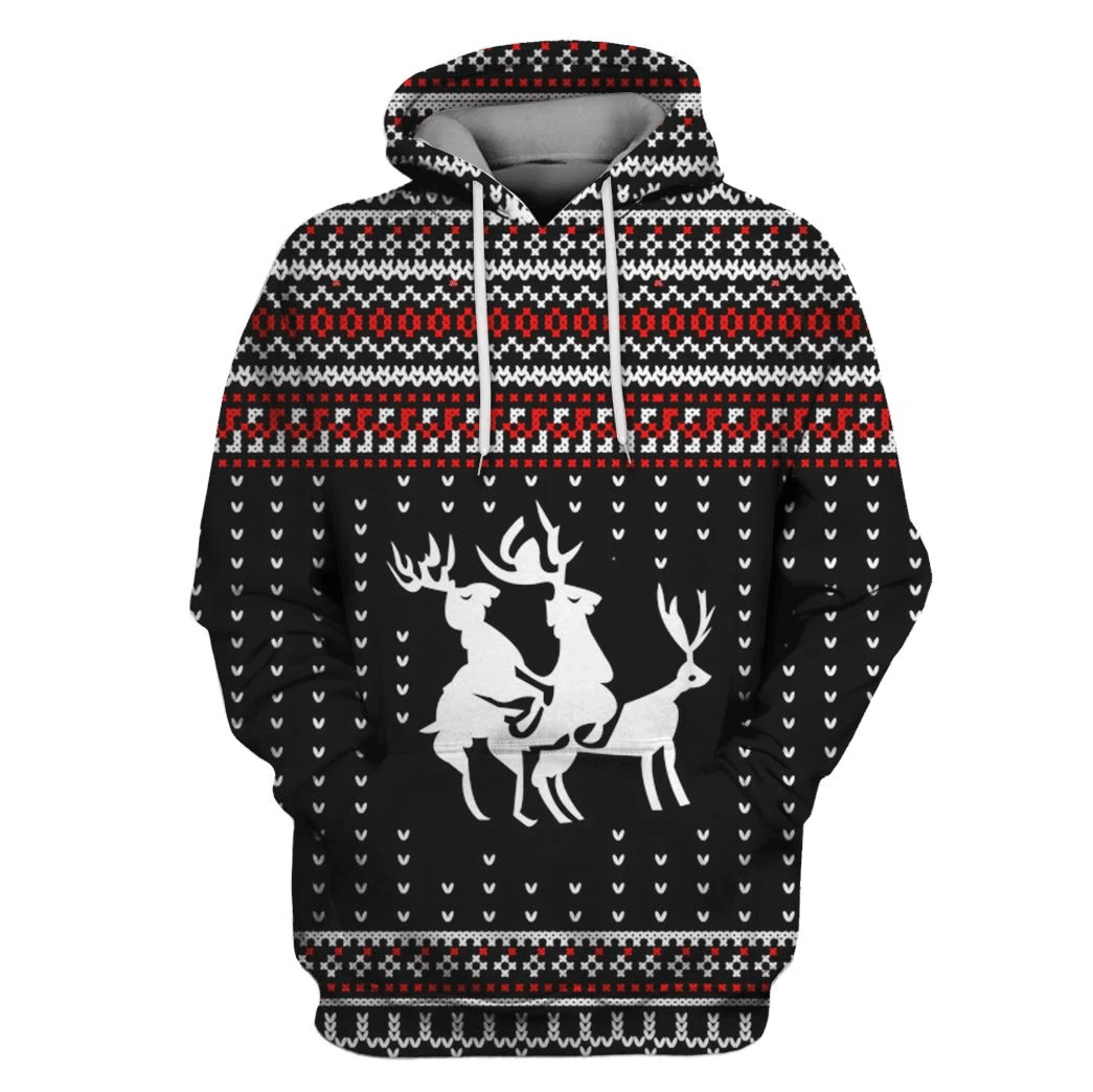 Mysticlife Reindeer Merry Christmas Custom T-Shirt – Hoodies Apparel