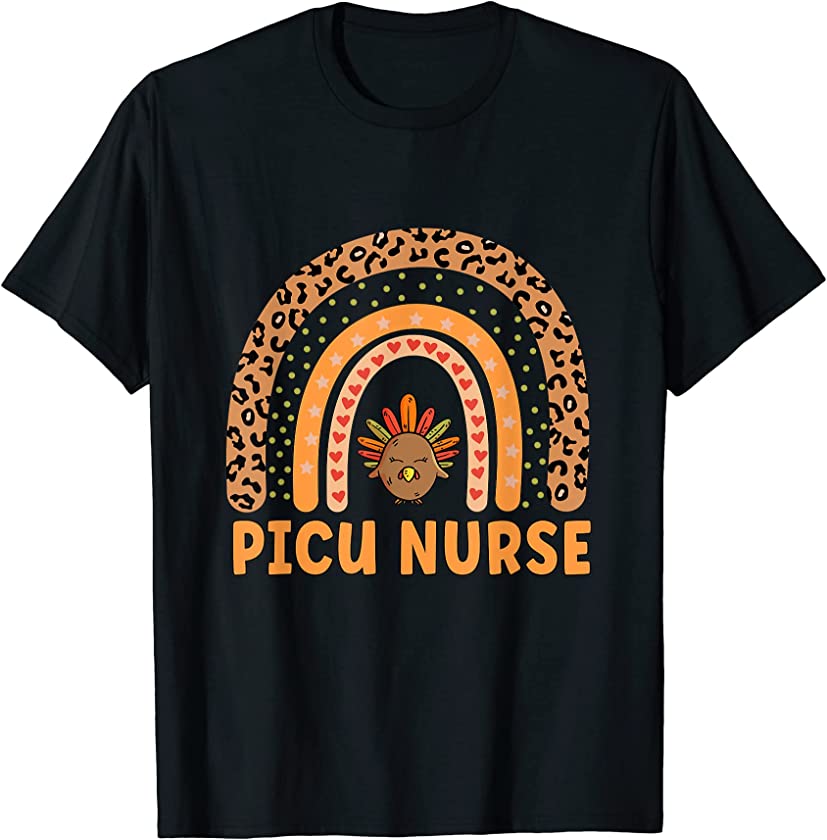 Thanksgiving PICU Nurse Rainbow Leopard T-Shirt