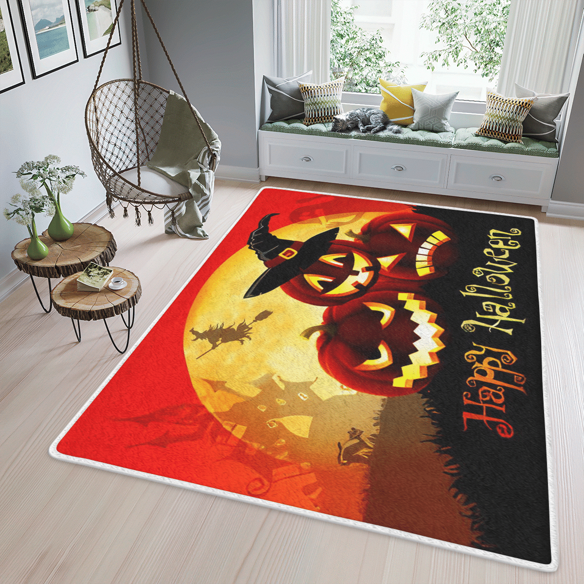 Wooni Happy Halloween Area Rug, Rectangle Rug Wn23022224