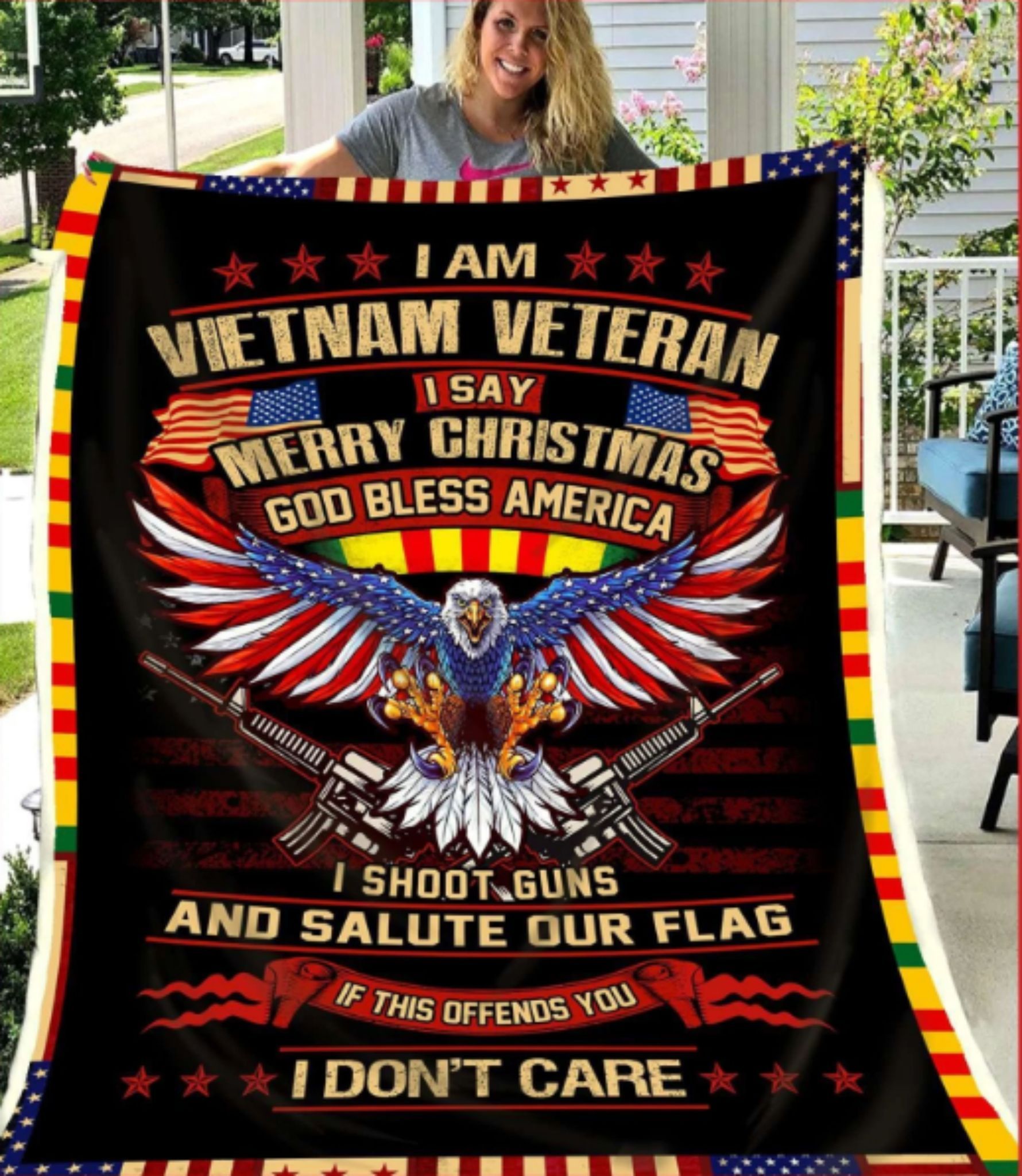 I Am Vietnam Veteran Fleece Blanket