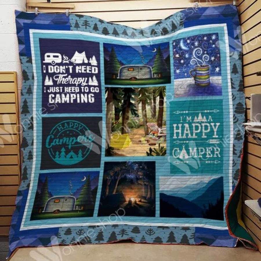 Wozoro Quilt Blanket Camping I Don’t Need Therapy I Just Go To Camping Twin Queen King Size