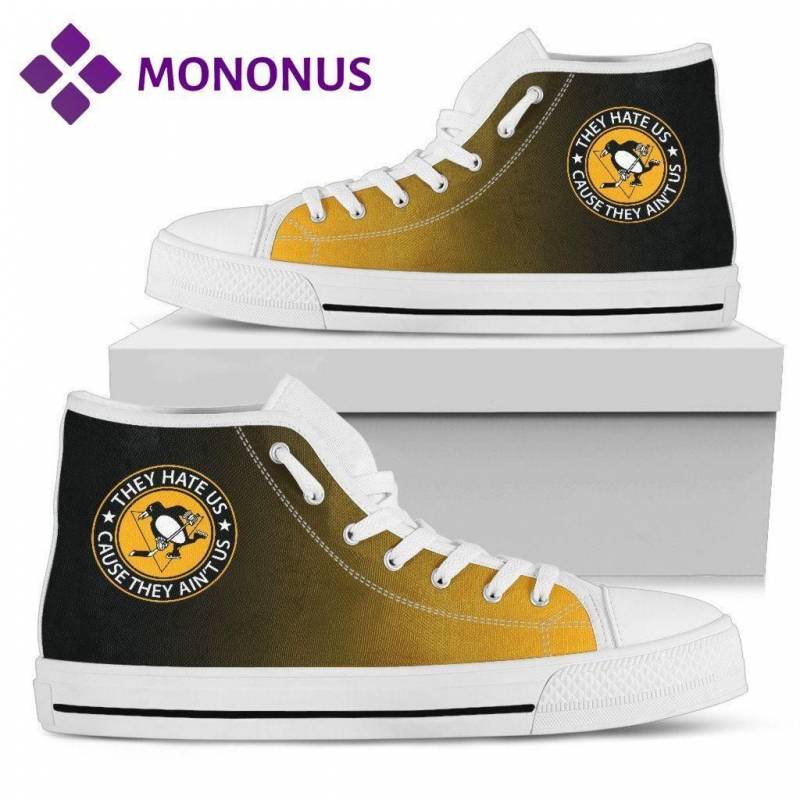 They Hate Us Cause They Ain�t Us Pittsburgh Penguins High Top Shoes White