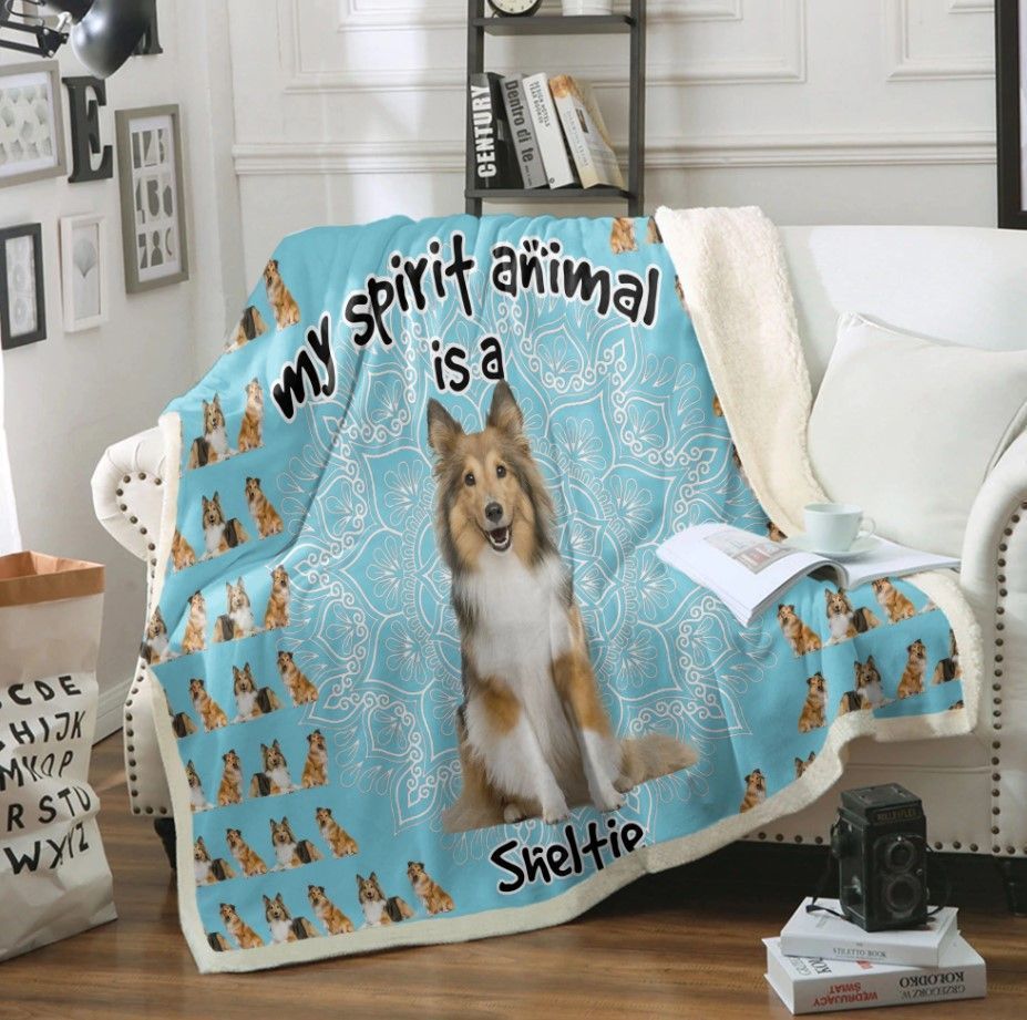 Sheltie Is My Spirit Animal Sherpa Fleece Blanket IH