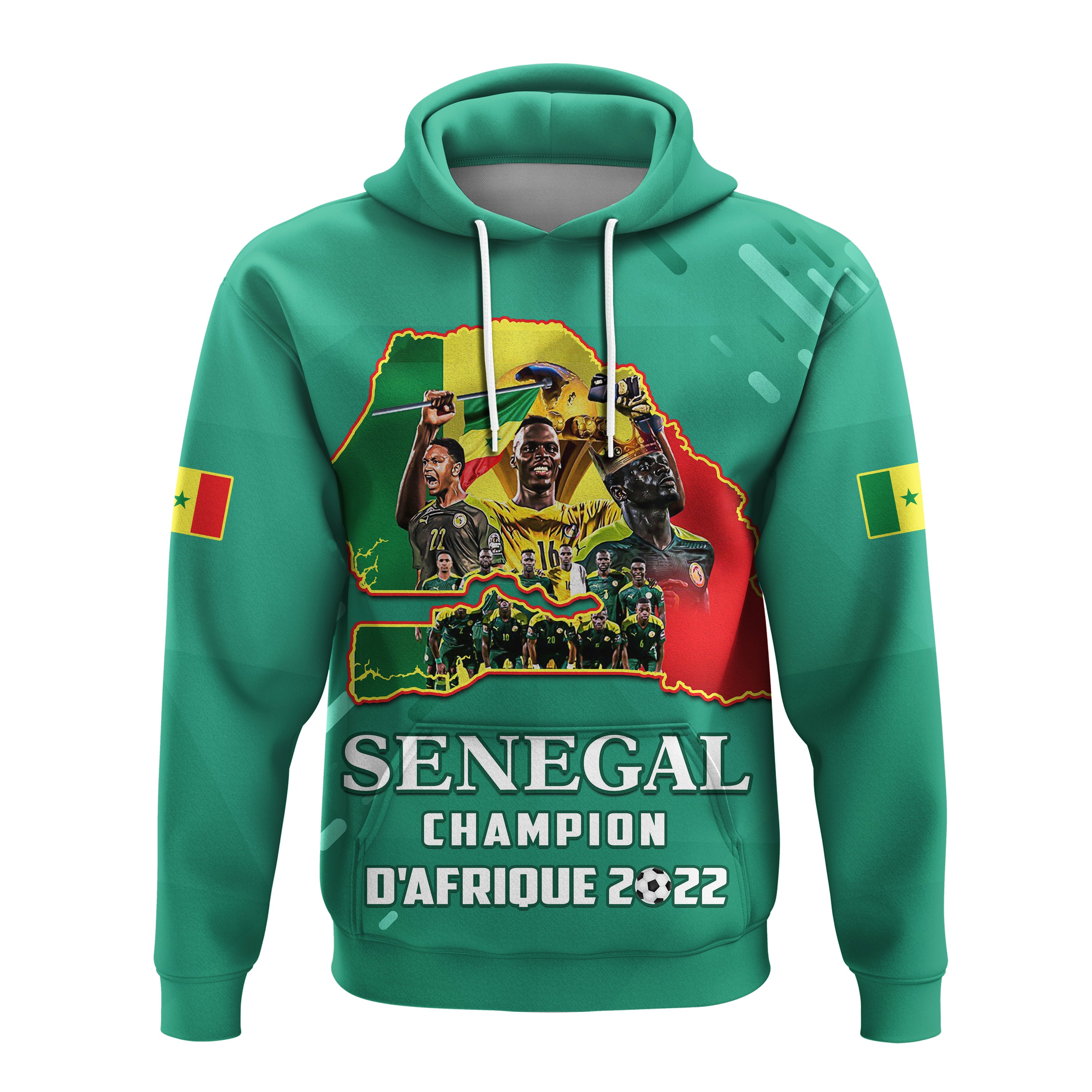 Senegal Football Hoodie The Champions 2022 Style Map And Lion Lt13