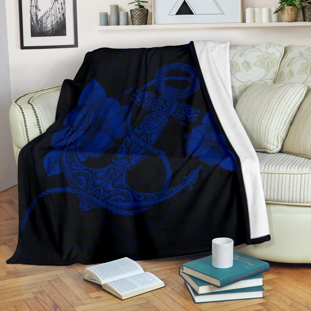 Anchor Blue Poly Tribal Premium Blanket