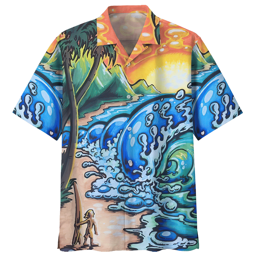 Surfing Blue Nice Design Unisex Hawaii Shirt For Men And Women Ha19609