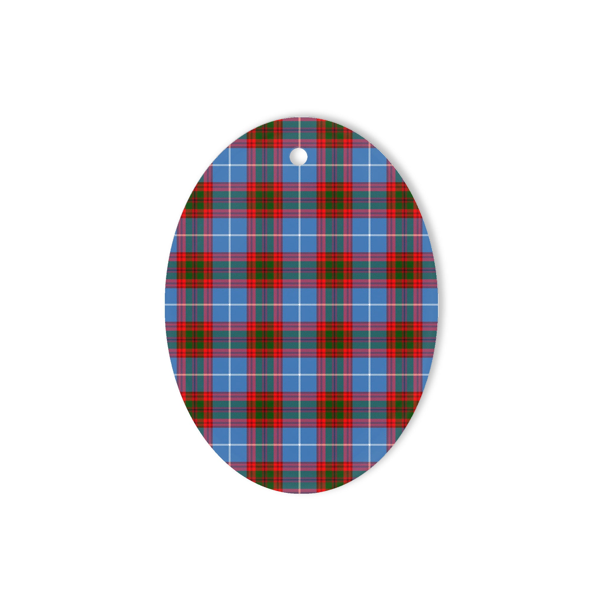 Spalding Tartan Oval Ornaments, Christmas Tree Ornament, Plaid Christmas Ornaments, Ceramic Oval Christmas Tree Decoration