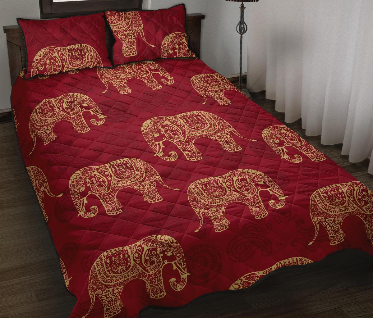 Elephant Tribal Pattern Quilt Bed Set