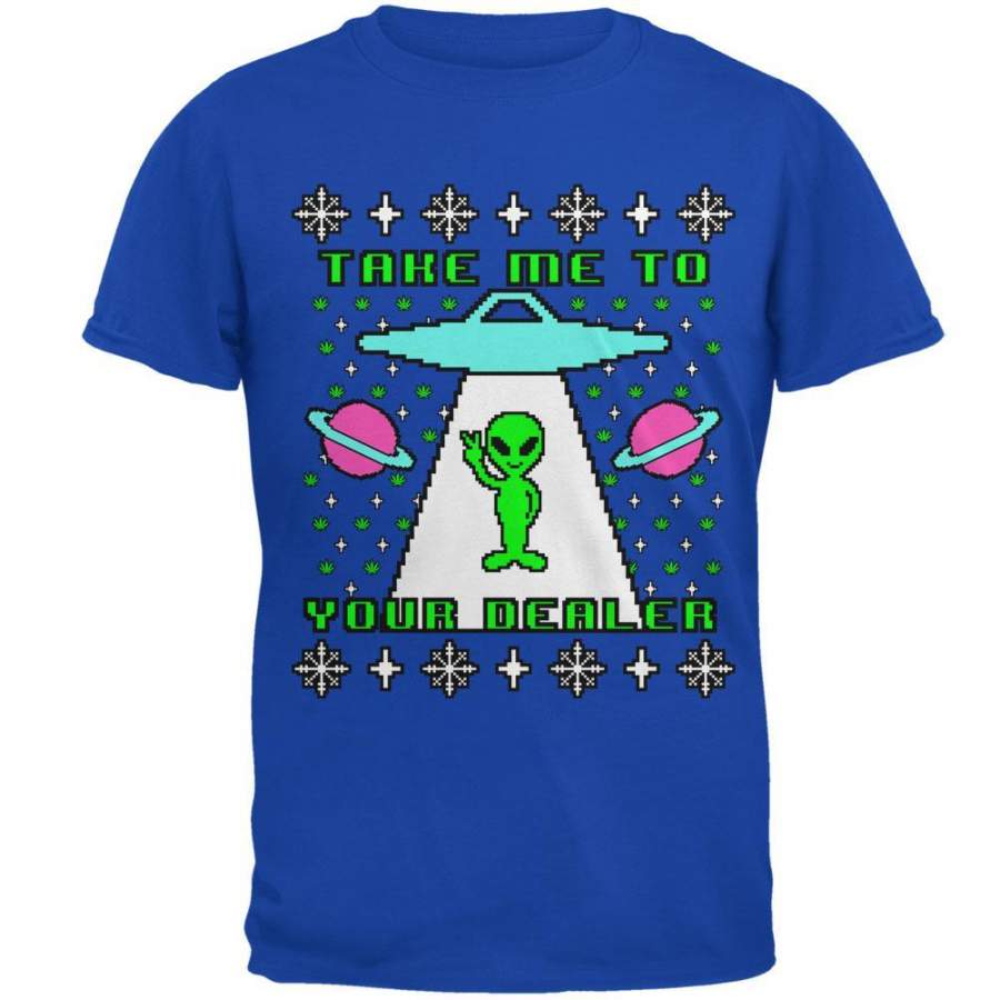 Alien Take Me to Your Dealer Ugly Christmas Sweater Mens Soft T Shirt