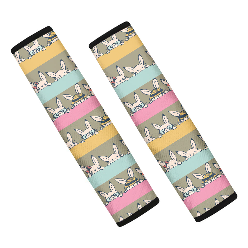 Cartoon Rabbit Pattern Print Car Seat Belt Covers