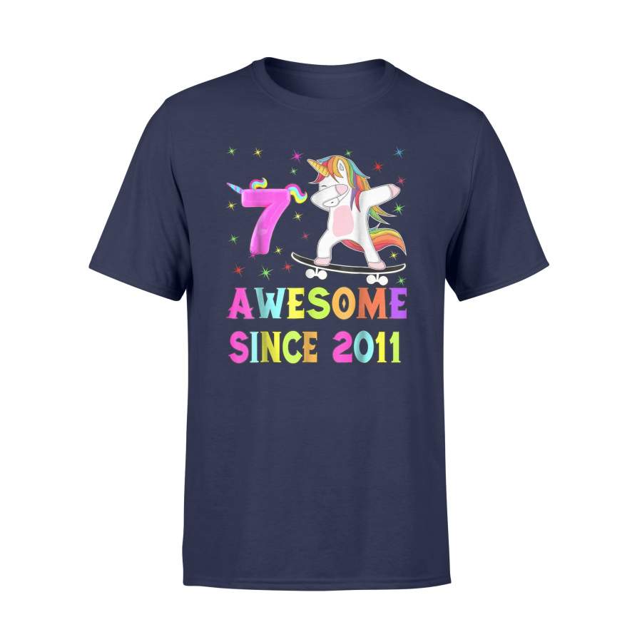 7th B-Day Kids-2018- And Awesome Unicorn Dabbing Skateboard T Shirt