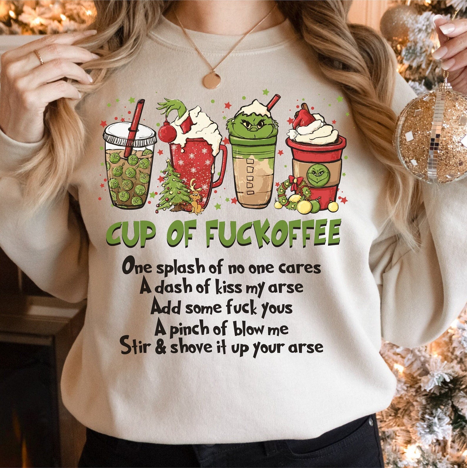 Christmas Coffee Sweatshirt 2D Crewneck Sweatshirt All Over Print Sweatshirt For Women Sweatshirt For Men Sws4512