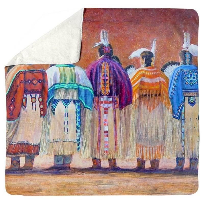 5 Women Native Painting Art 3d Printed Window Curtain Sherpa Blanket