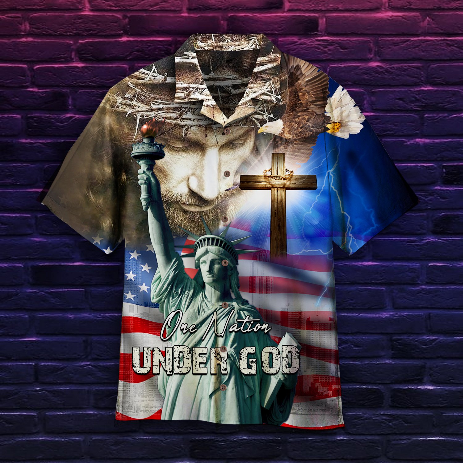 4Th July One Nation Under God Independence Day Hawaiian Shirt | For Men & Women | Adult | Hw5651